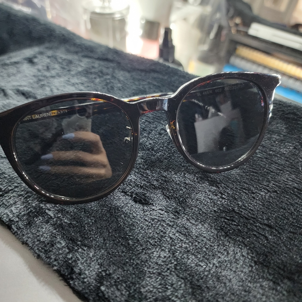 Saint Laurent Black SL 488/K Tortoise Havana Black Round Lens 54mm Sunglasses